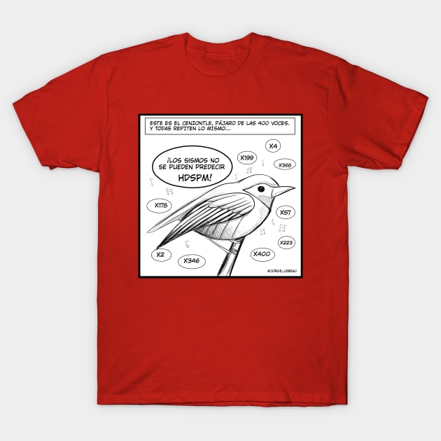 risk warning mexican cenzontle bird cartoon T-Shirt by jorge_lebeau